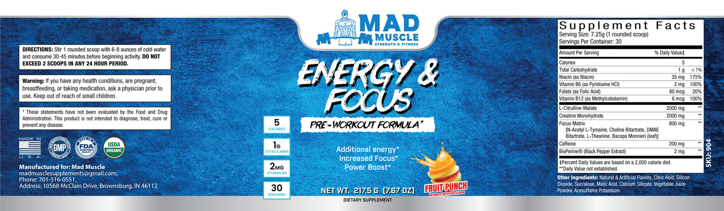 Pre-Workout Energy and Focus- Fruit Punch