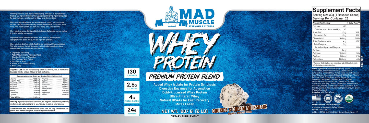 2 lb. Whey Protein- Cookies and Cream