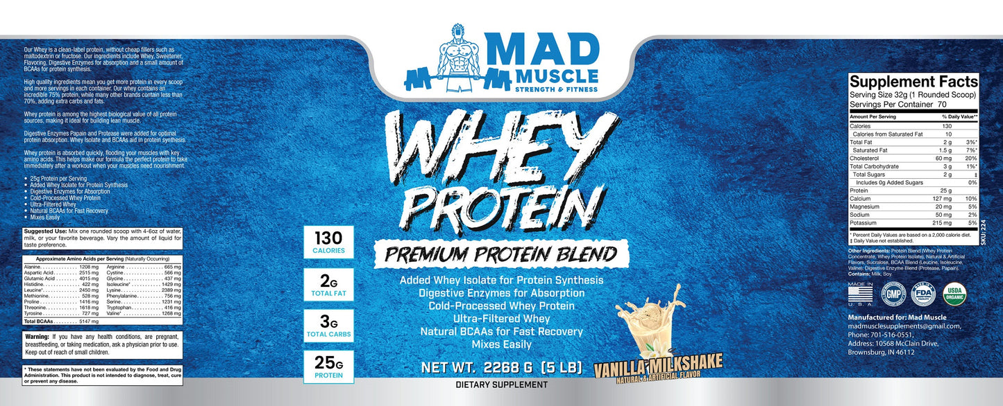 5 lb. Whey Protein- Vanilla Milkshake