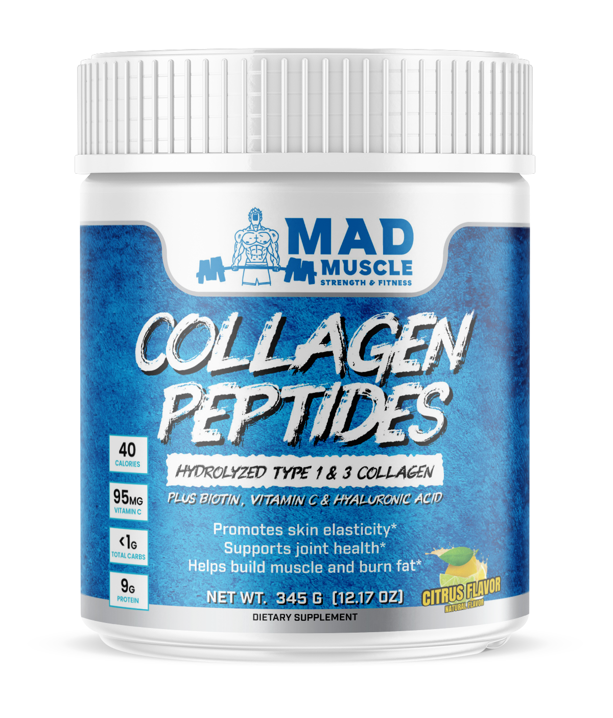 Collagen Peptides- Type I and III plus Biotin, Hyaluronic Acid and Vit C- Citrus Flavor
