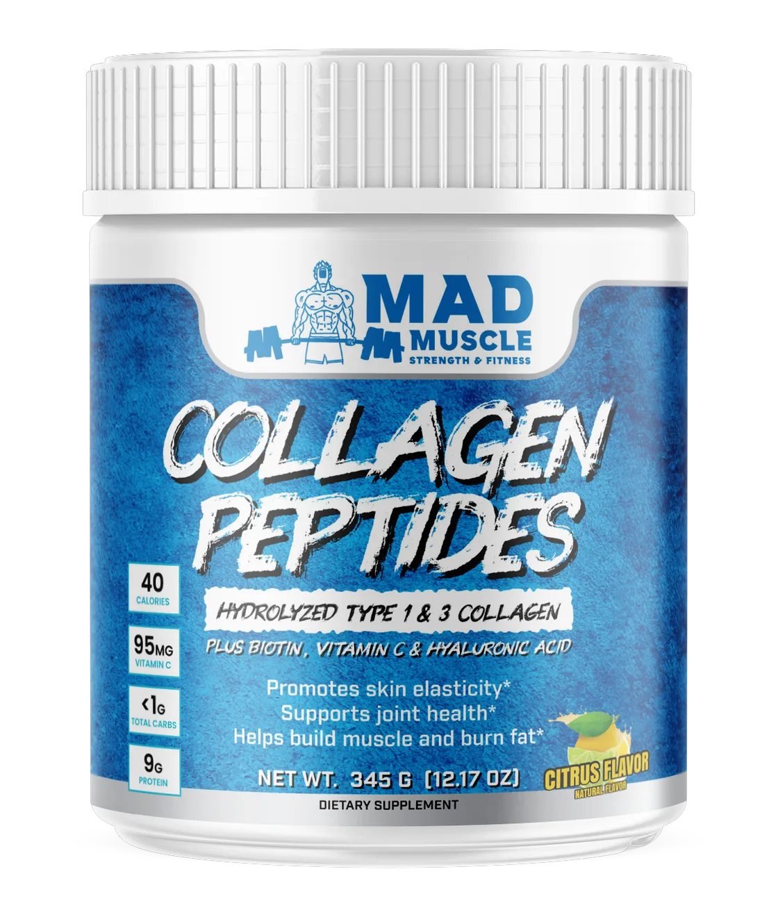 Collagen Peptides- Type I and III plus Biotin, Hyaluronic Acid and Vit C- Citrus Flavor